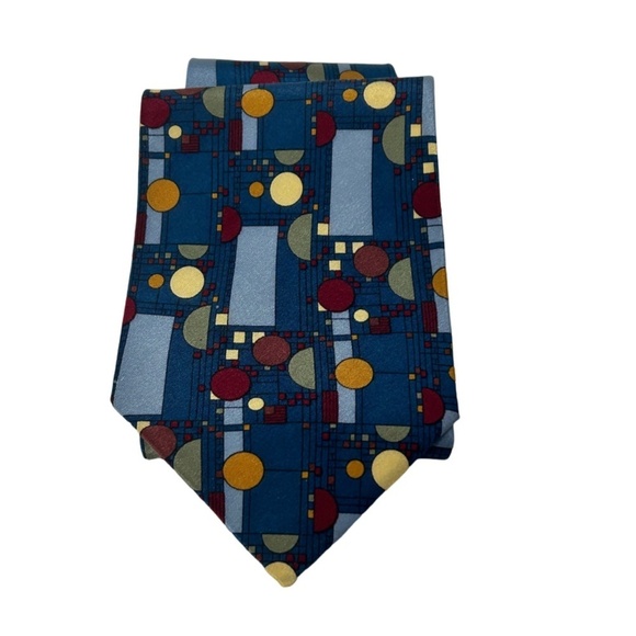 Frank Lloyd Wright 100% Silk Necktie Tie Confetti Blue Made in Italy Collection - Picture 2 of 13